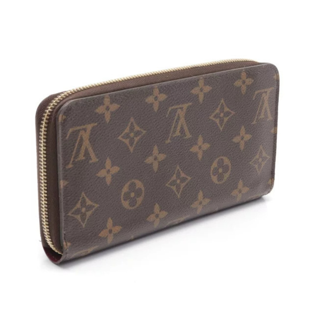 Louis Vuitton Round Wallet Brown Pink Canvas Monogram Zippy Long Brown Pink